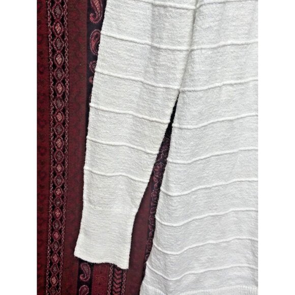 Loft Open Front Cardigan textured ribbed White Business Casual cozy cotton blend - Picture 5 of 8